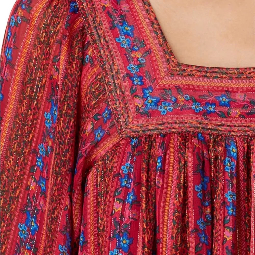 Elegant Red and Blue Women's Dress - Picture 4 of 5